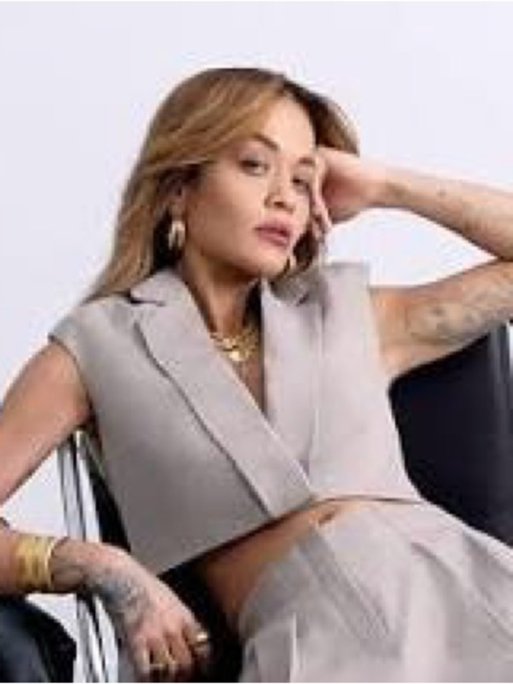 Rita Ora Sleeveless Cropped Vest